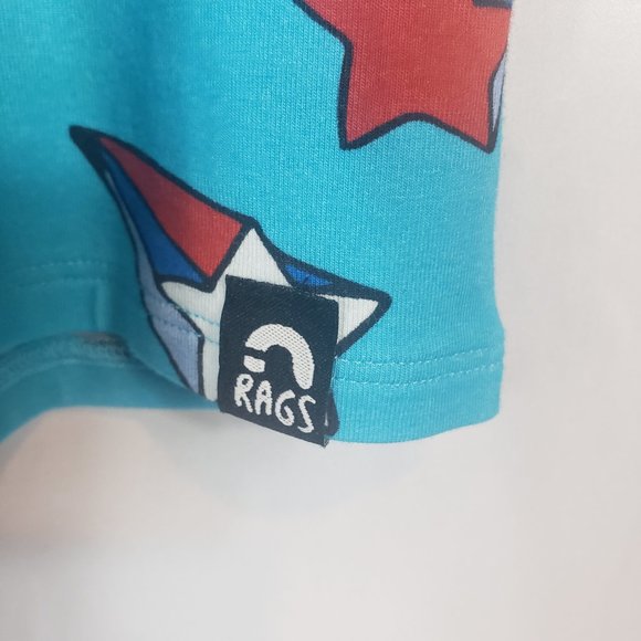 RAGS Blue Shooting Stars Tank Top with Red Pocket and Trim 3/4Y - Picture 7 of 7